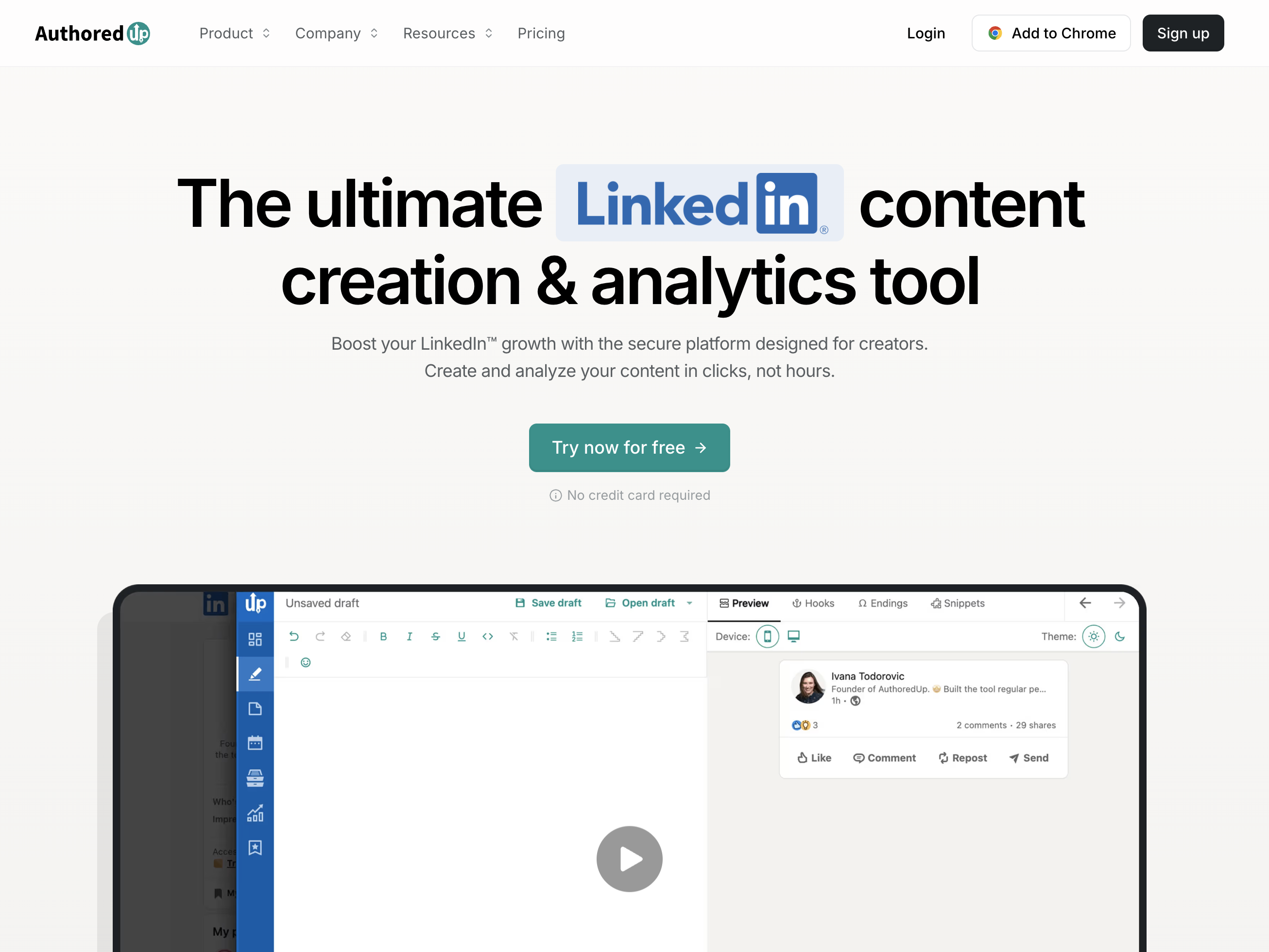 AuthoredUp LinkedIn analytics and writing tool