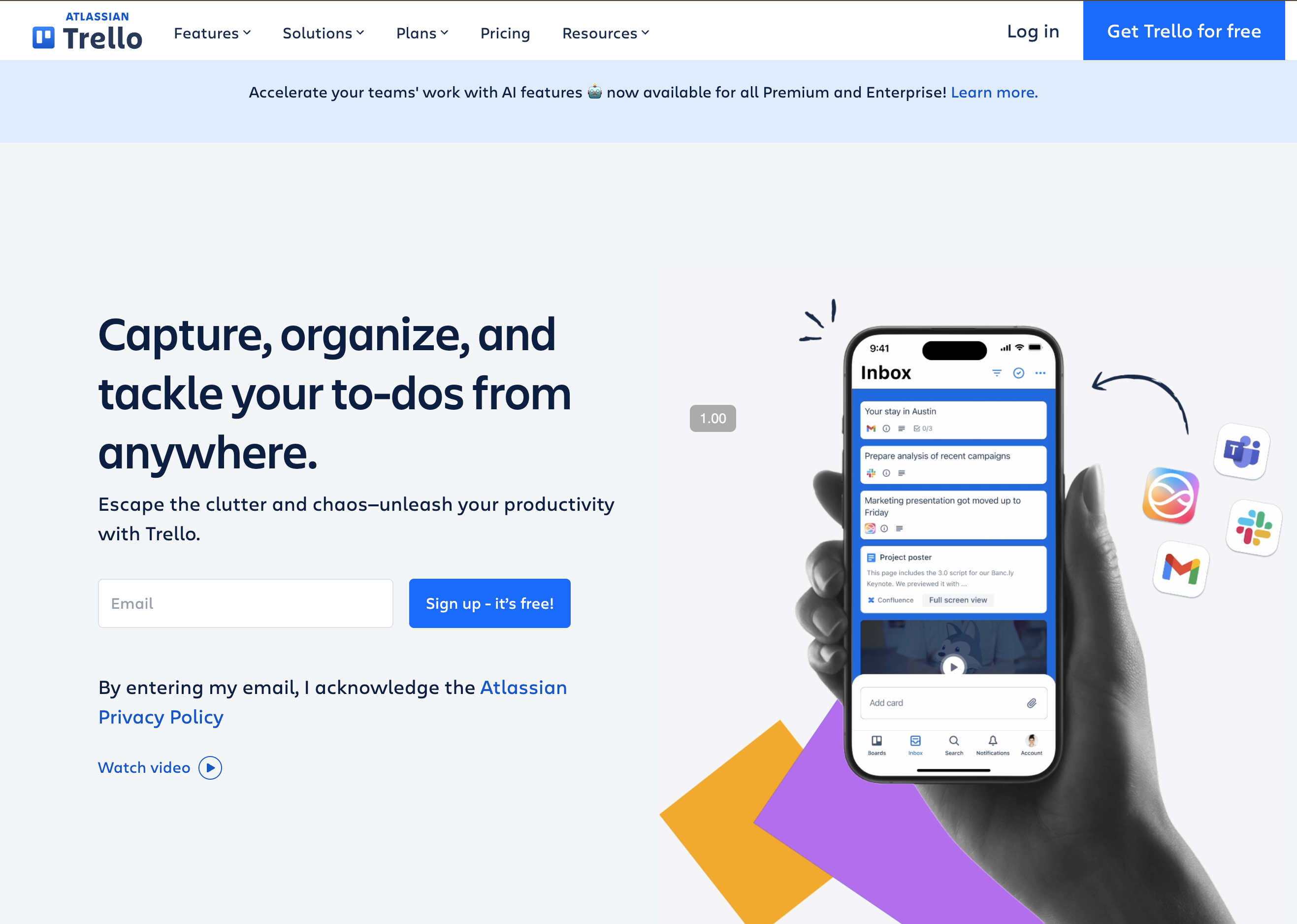 Trello kanban board