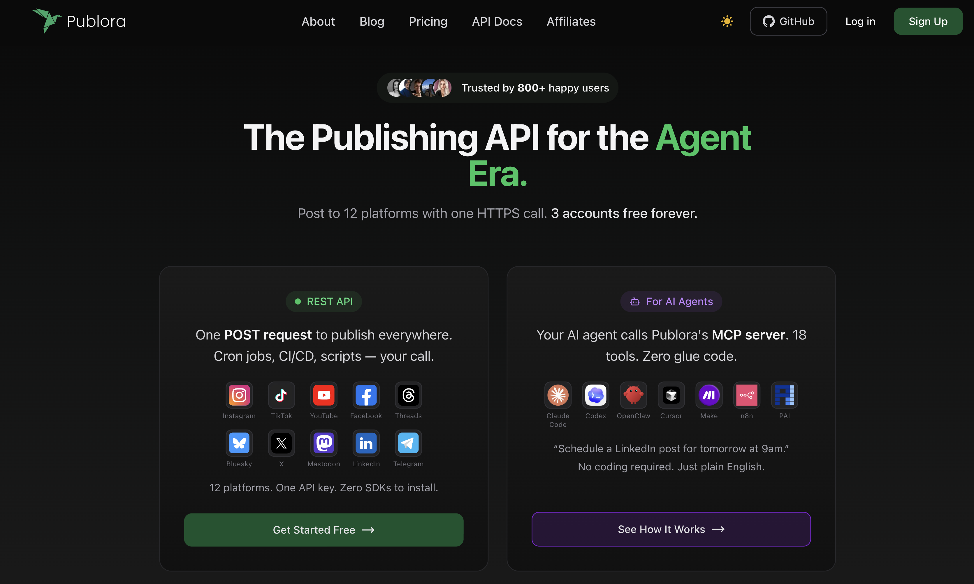 Publora MCP server dashboard
