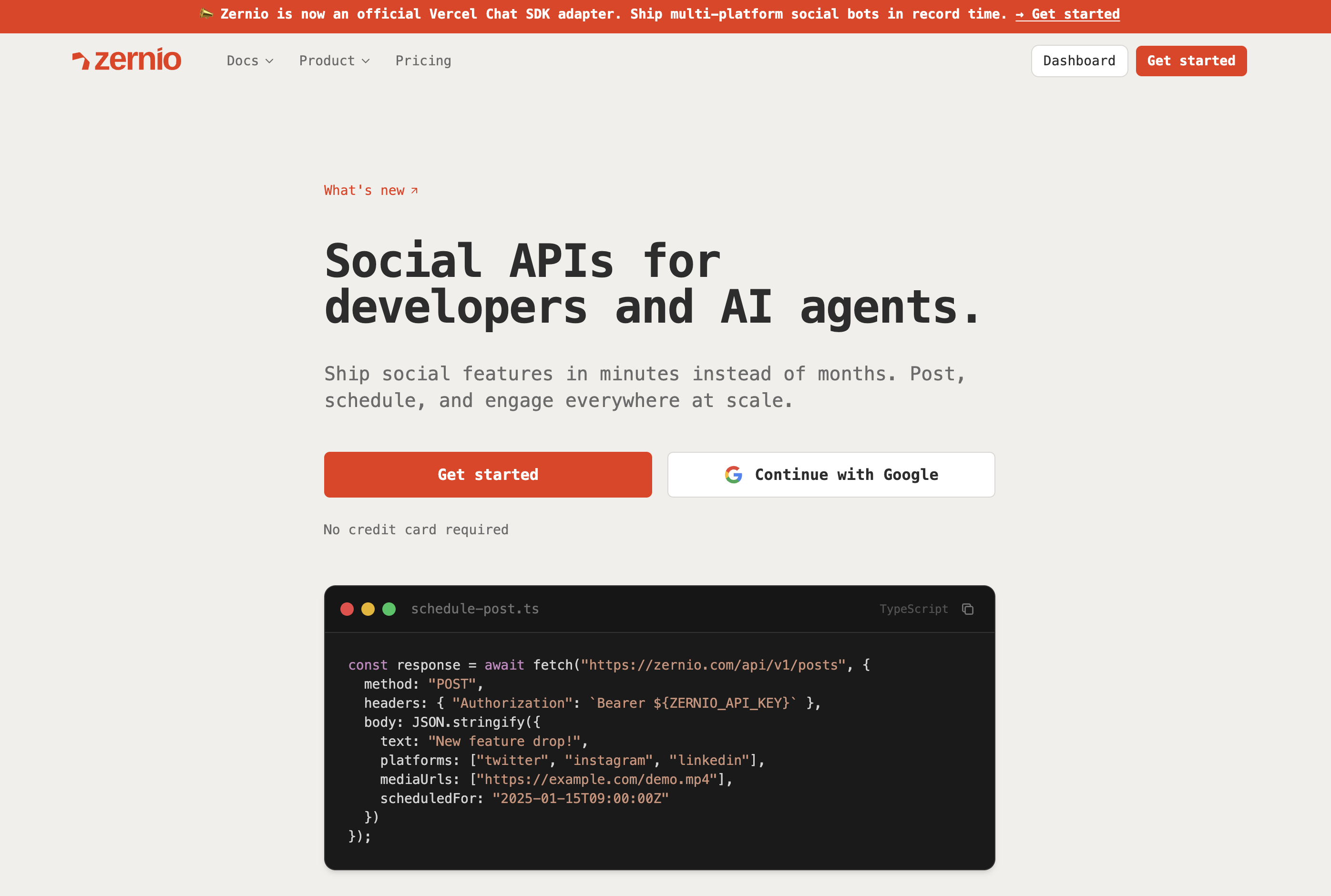 Zernio unified social media API dashboard