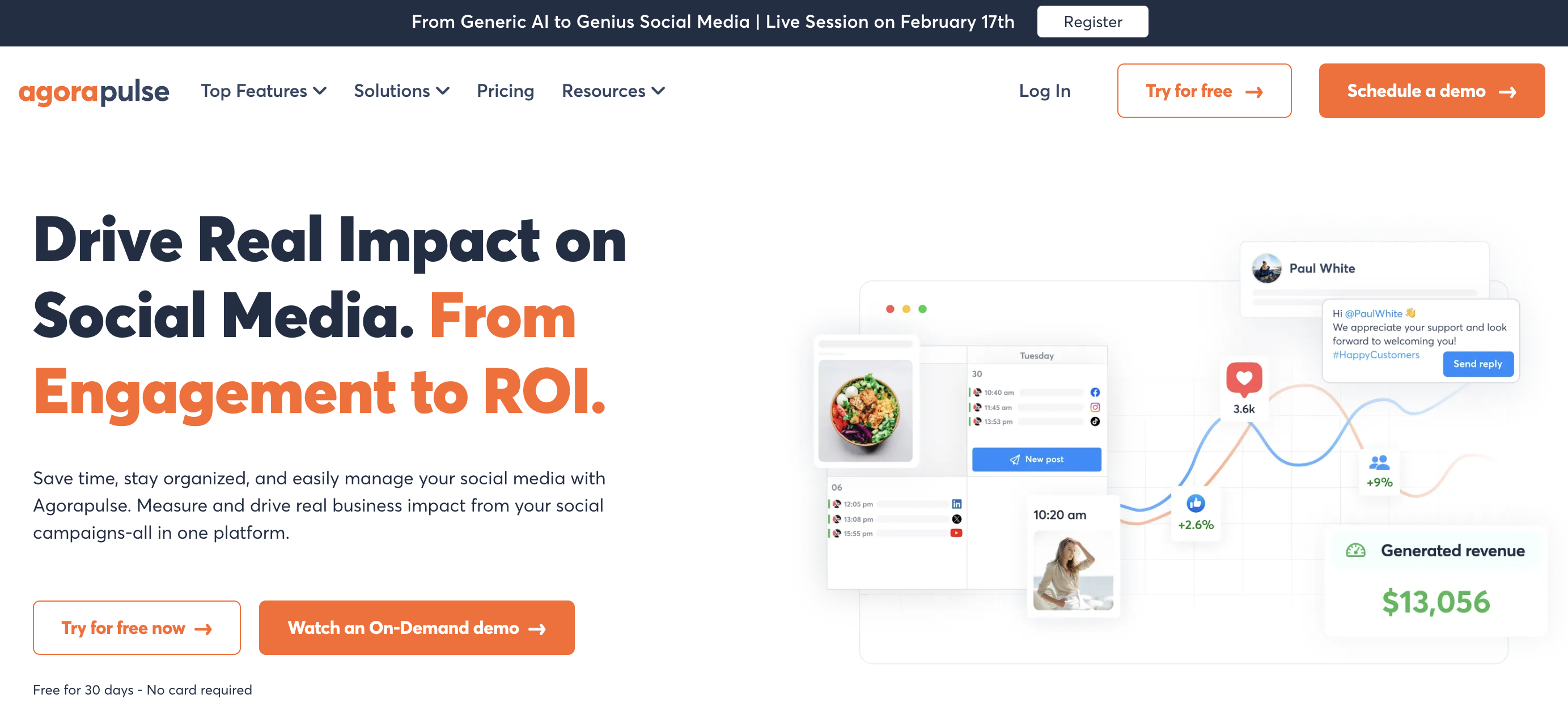 Agorapulse social media management tool with unified inbox and scheduling