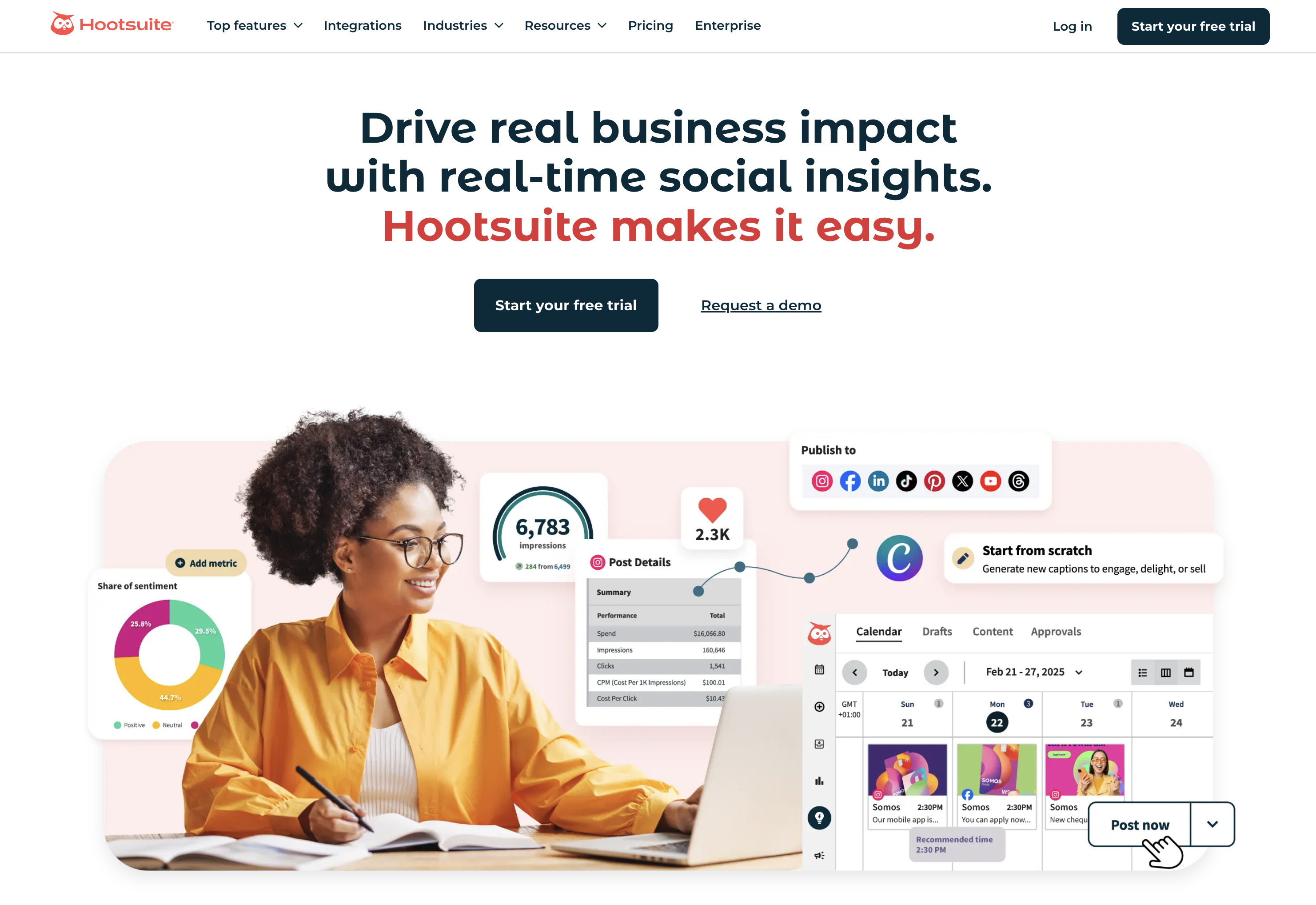 Hootsuite Social Media Scheduling Tool Landing Page