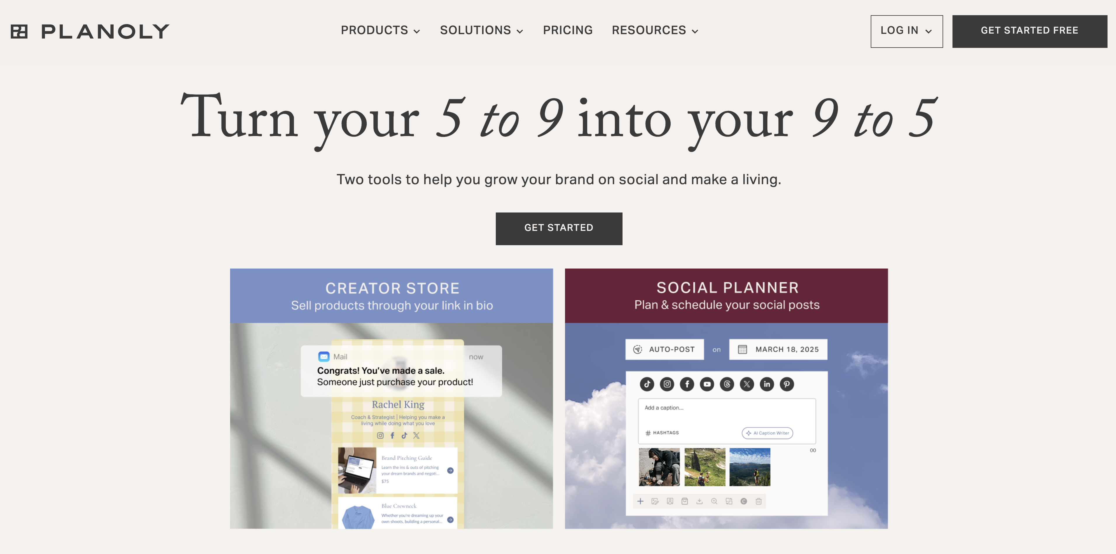 Planoly Social Media Scheduling Tool Landing Page