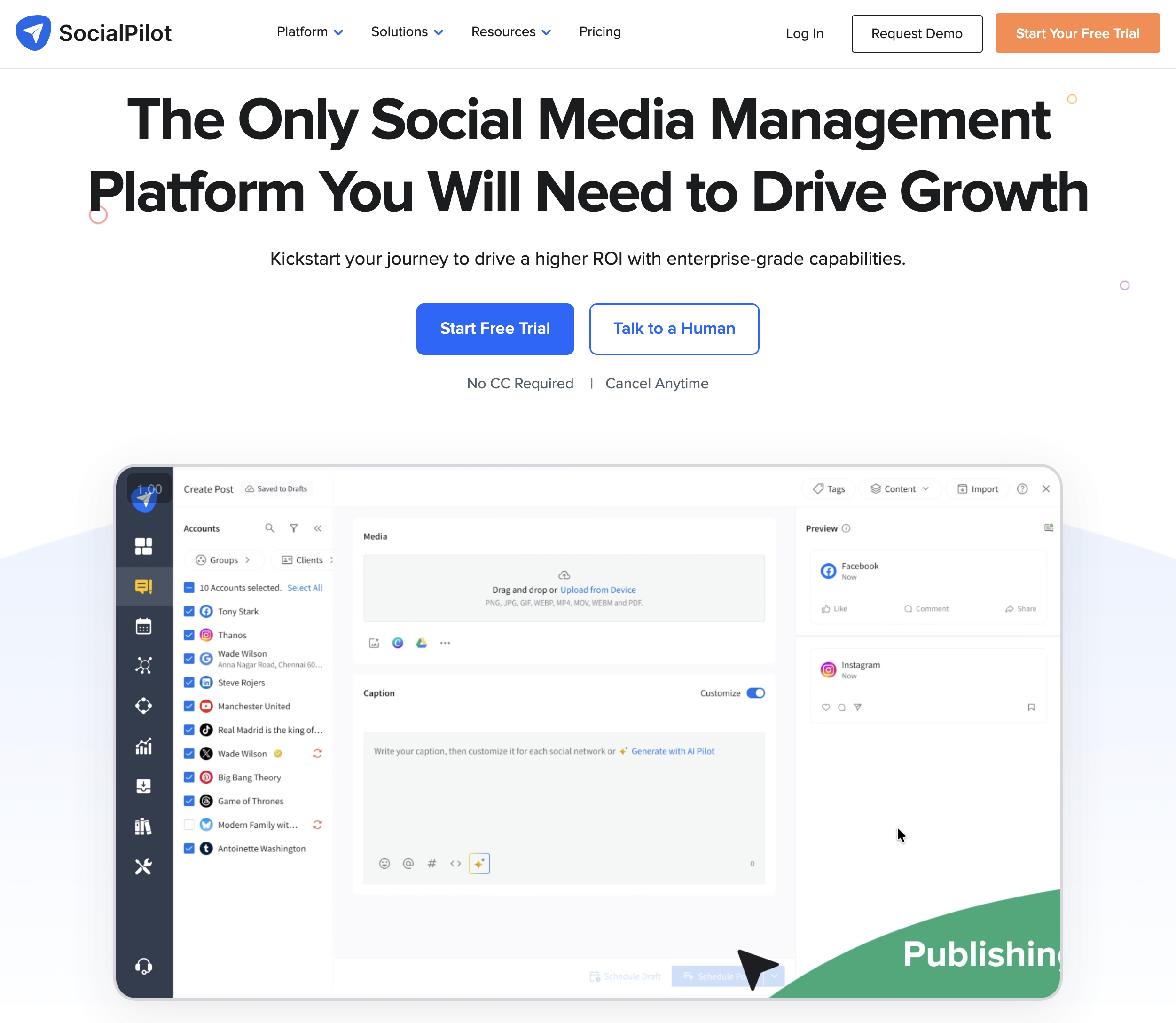 SocialPilot YouTube scheduling tool with bulk upload and agency client management