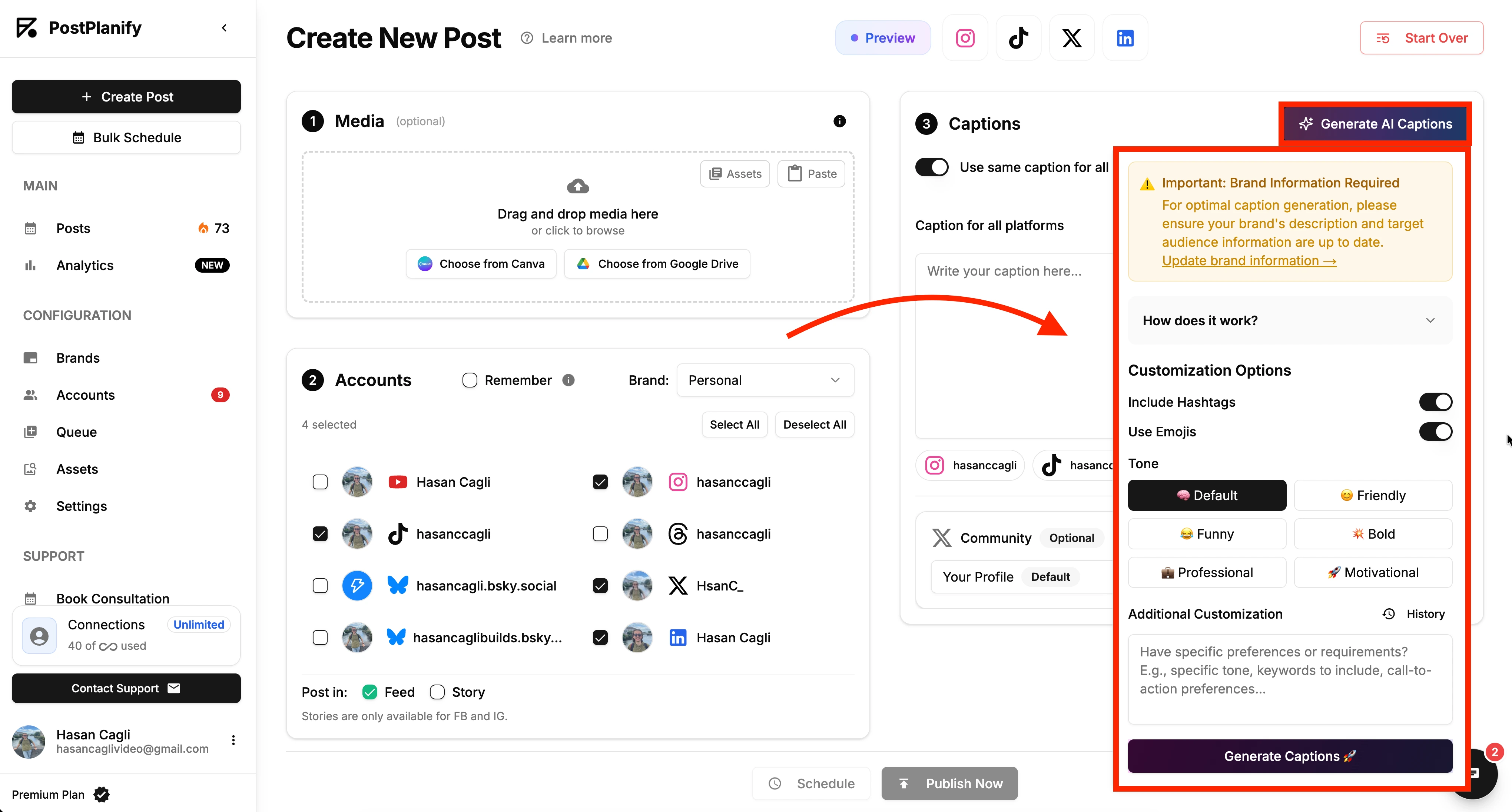 PostPlanify AI Caption Generator