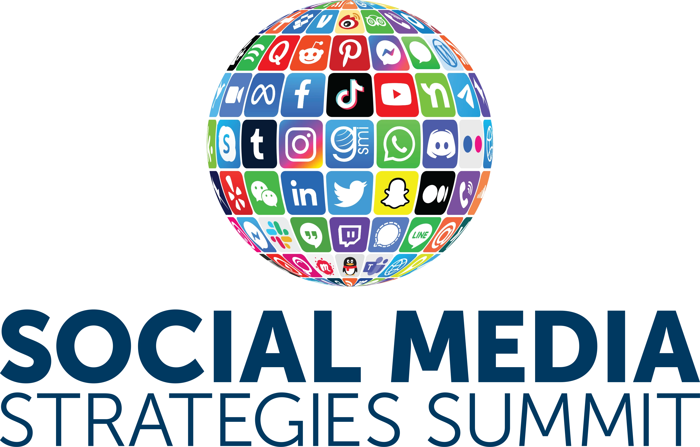 Social Media Strategies Summit logo with a globe of social media platform icons.