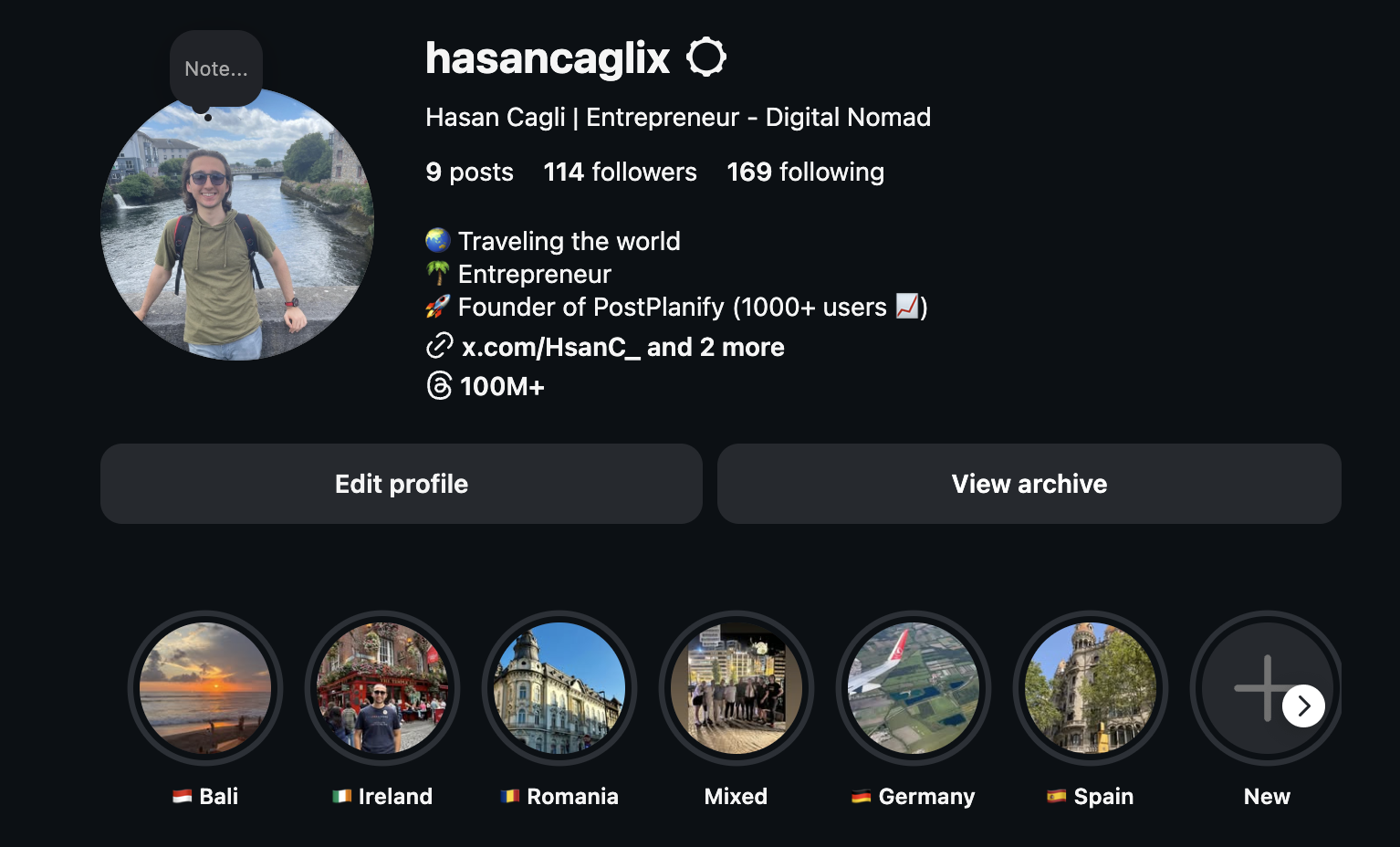 Instagram bio example