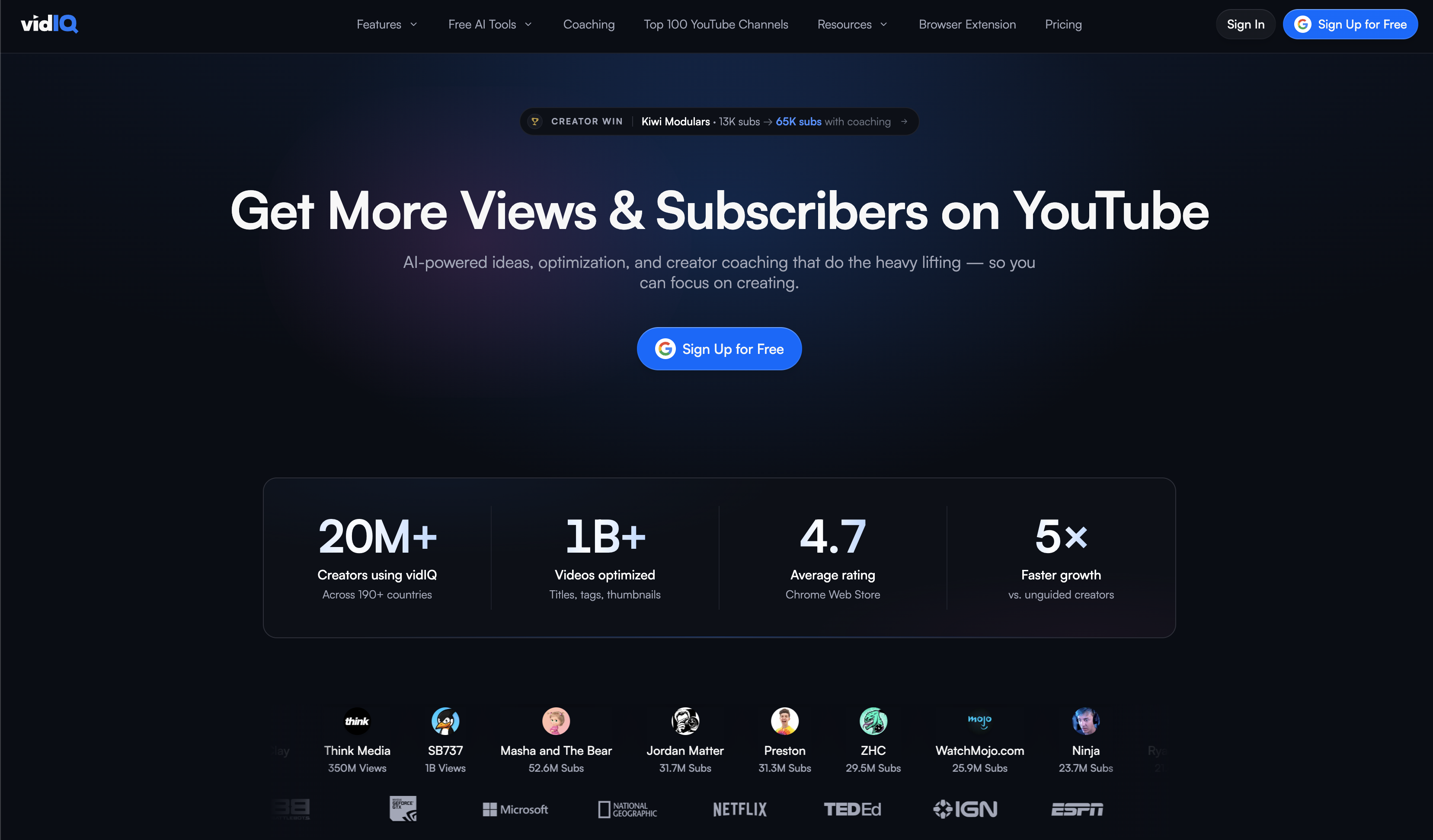 vidIQ YouTube SEO and channel growth tool