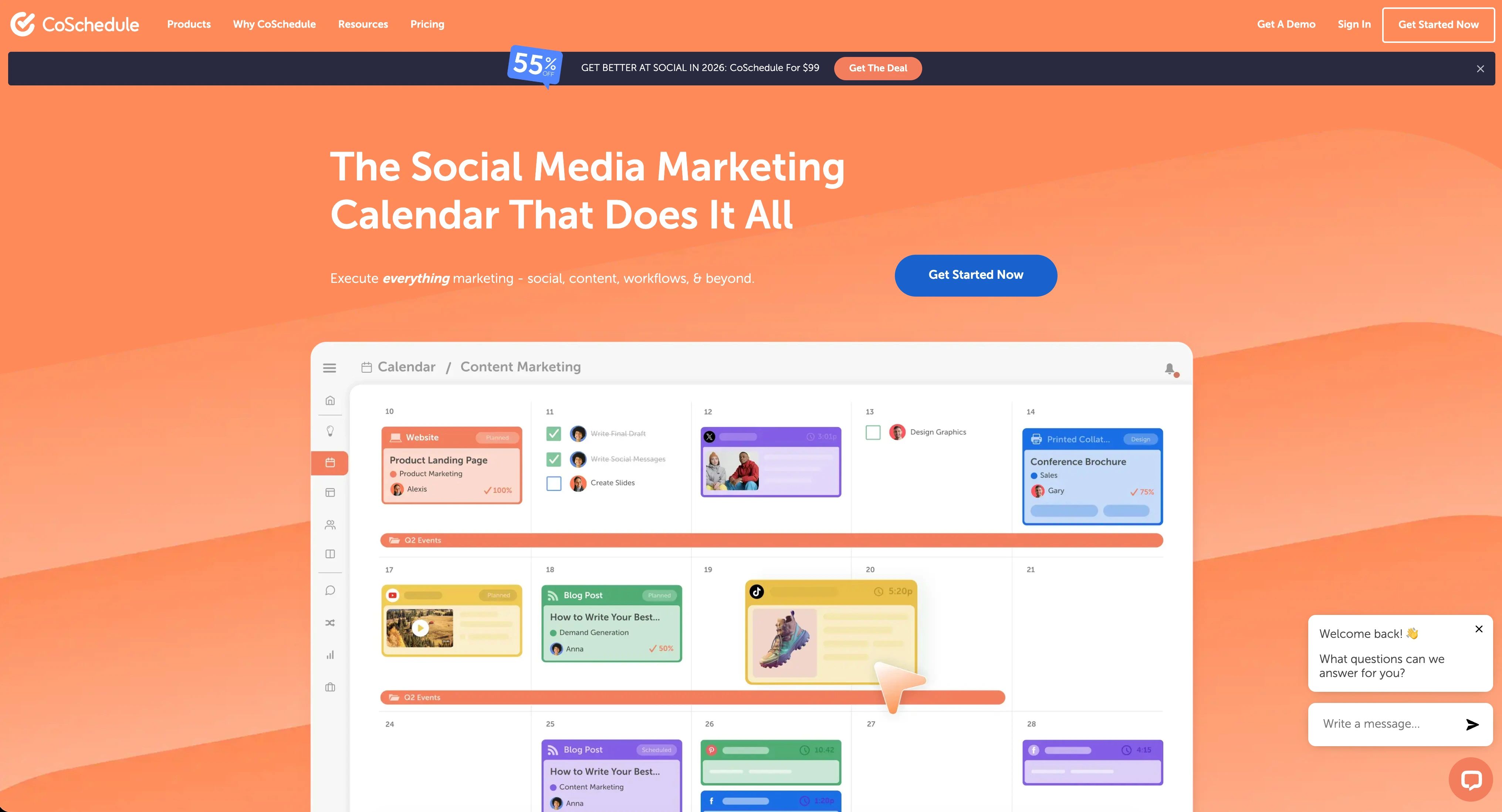 CoSchedule dashboard and marketing calendar interface