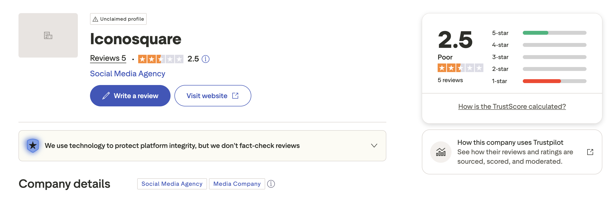 Iconosquare Trustpilot reviews