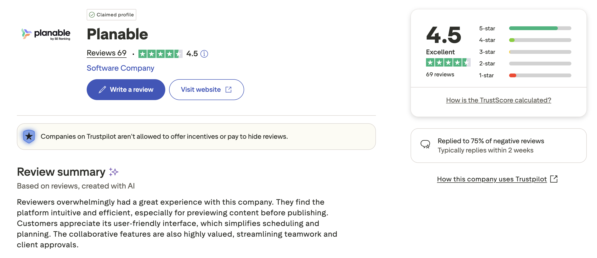 Planable Trustpilot Reviews