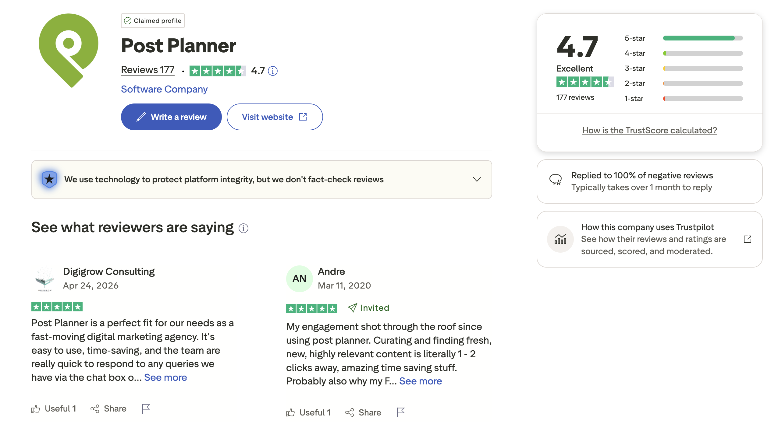 Post Planner Trustpilot Reviews